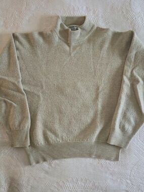 Dalmine Women's Pure New Wool Light Beige Crewneck Italian Sweater Size M or L